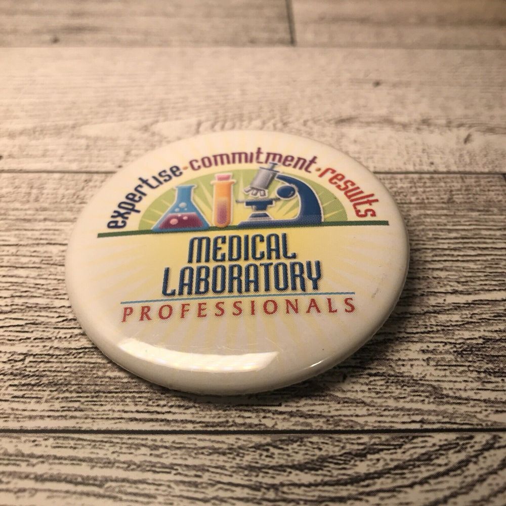 Vintage Button pin pinback collectible Souvenir Medical LABORATORY HEALTHCARE‎